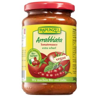 Rapunzel Arrabbiata Tomato Sauce extra hot vegan organic 335 ml