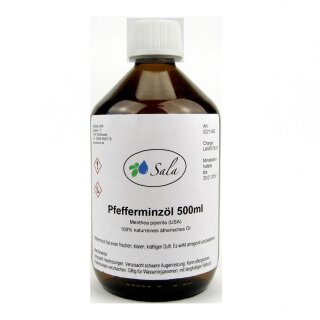 Sala Pfefferminzöl mentha piperita ätherisches Öl naturrein 500 ml Glasflasche