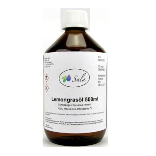 Sala Lemongrasöl ätherisches Öl naturrein 500 ml Glasflasche