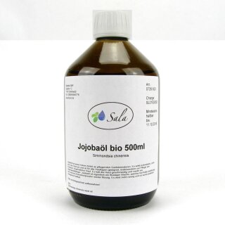 Sala jojoba oil cold pressed organic 500 ml glass bottle