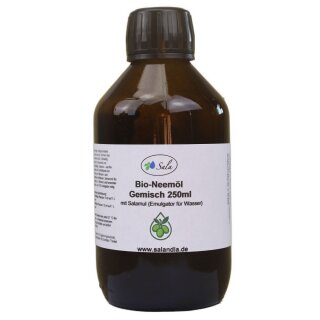 Sala BIO-Neemöl kaltgepresst mit Salamul Emulgator fertig gemischt 250 ml Glasflasche