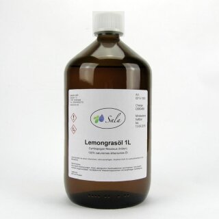 Sala Lemongrasöl Aroma ätherisches Öl naturrein 1 L 1000 ml Glasflasche