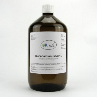 Sala Macadamia Nut Oil cold pressed food grade conv. 1 L 1000 ml glass bottle