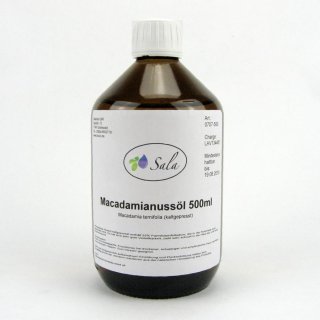 Sala Macadamia Nut Oil cold pressed food grade conv. 500 ml glass bottle