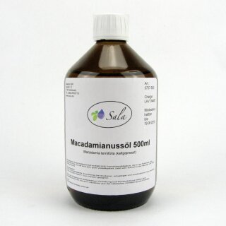 Sala Macadamia Nut Oil cold pressed food grade conv. 500 ml glass bottle