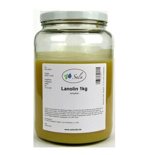 Sala Wool Fat Lanolin anhydrate pesticide free Ph. Eur. 1 kg 1000 g glass
