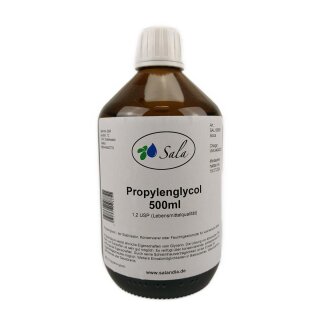 Sala Propylenglykol 1,2-Propandiol 99,8% E1520 USP Ph. Eur. 500 ml Glasflasche