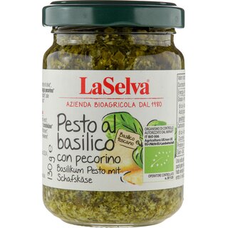 LaSelva Pesto al basilico con pecorino Basil Pesto with Sheep Cheese organic 130 g