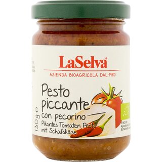 LaSelva Pesto piccante con pecorino Pikantes Tomaten Pesto mit Schafskäse bio 130 g