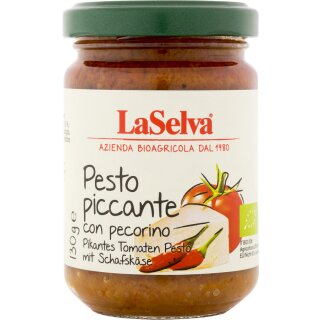 LaSelva Pesto piccante con pecorino Pikantes Tomaten Pesto mit Schafskäse bio 130 g