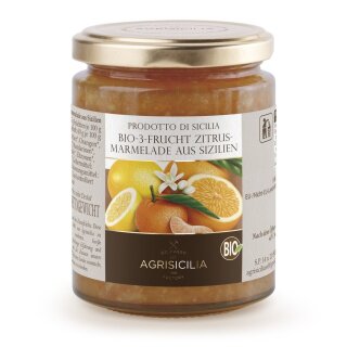 Agrisicilia 3 Frucht Zitrusmarmelade vegan bio 360 g