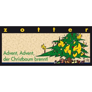 Zotter Advent Advent the Christmas tree is on fire Roasted Almonds Chocolate gluten free organic 70 g