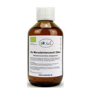 Sala Macadamianussöl kaltgepresst BIO 250 ml Glasflasche