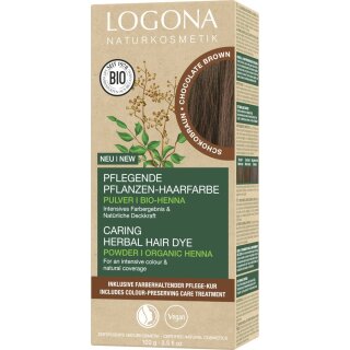 Logona Pflegende Pflanzenhaarfarbe Henna Pulver Schokobraun vegan 100 g