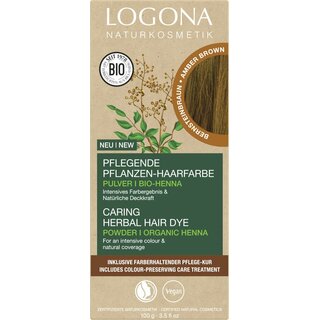 Logona Nourishing Herbal Hair Color Henna Powder Amber Brown vegan 100 g