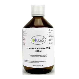 Sala Lavender Barreme essential Oil 50/52 extra fine 100% pure 500 ml glass bottle