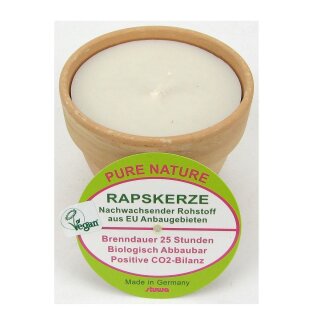 Stuwa Pure Nature Rapskerze Natur ohne Duft in Terrakotta Topf