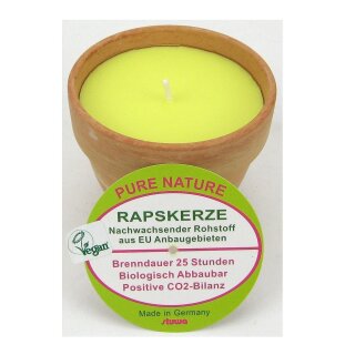 Stuwa Pure Nature Rapskerze Hellgelb ohne Duft in Terrakotta Topf