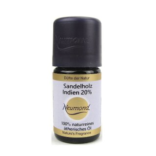 Neumond Sandelholz Indien 20% ätherisches Öl naturrein in Bio Weingeist 5 ml