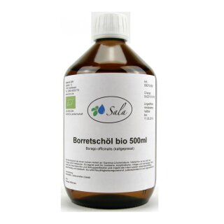 Sala Borage Oil cold pressed organic 500 ml glass bottle