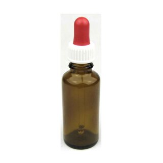 Sala Brown Glass Bottle DIN 18 Pipet white-red 30 ml