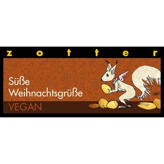 Zotter Süße Weihnachtsgrüße Haselnuss Nougat & Krokant Schokolade glutenfrei vegan bio 70 g