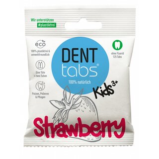 Denttabs Brush Teeth Tablets Kids Strawberry Fluoride free 125 pcs.