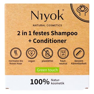 Niyok 2 in 1 Solid Shampoo + Conditioner Green Touch vegan 80 g