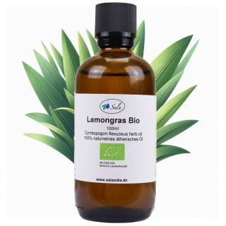 Sala Lemongrasöl Aroma ätherisches Öl naturrein BIO 100 ml Glasflasche