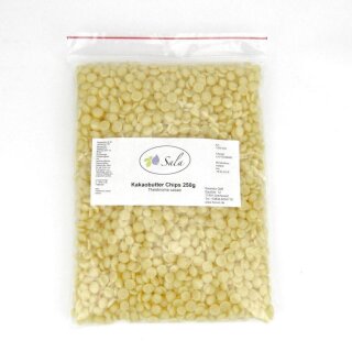 Sala Kakaobutter Chips Pastillen Lebensmittelqualität konv. 250 g Beutel