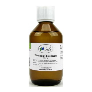 Sala Ethanol Alcohol 96,5% undenatured food grade organic 250 ml glass bottle
