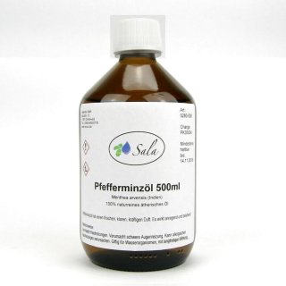 Sala Peppermint mentha arvensis essential oil 100% pure 500 ml glass bottle