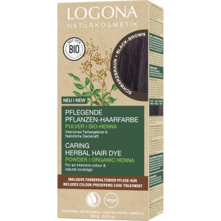 Logona Pflegende Pflanzenhaarfarbe Henna Pulver Schwarzbraun vegan 100 g