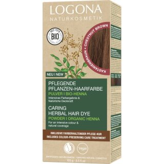 Logona Pflegende Pflanzenhaarfarbe Henna Pulver Kastanienbraun vegan 100 g