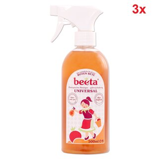 3x Beeta 5 in 1 Rote Bete Kraft Universalreiniger gebrauchsfertig vegan 500 ml Sprühflasche