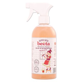 Beeta Rote Bete Kraft Glas & Kunststoffreiniger parfümfrei vegan 500 ml Sprühflasche