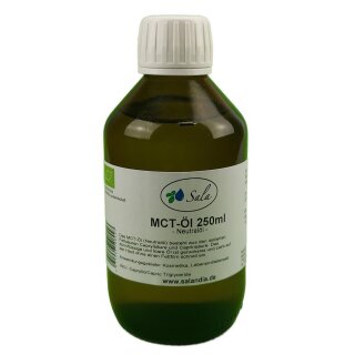 Sala MCT-Öl Neutralöl BIO aus Kokosfett 250 ml Glasflasche