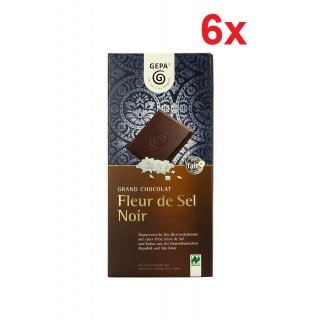 6x Gepa Grand Chocolat Fleur de Sel Noir 70% vegan bio 100 g