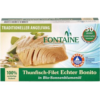 Fontaine Thunfischfilet Echter Bonito in Bio Sonnenblumenöl 120 g