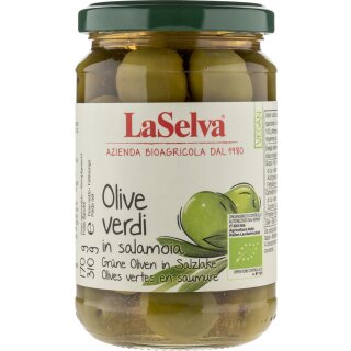 LaSelva Olive verdi Green Olives in Brine organic 310 g drop off weight 170 g