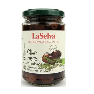 LaSelva Olive nere Schwarze Oliven in Salzlake bio 310 g ATG 170 g