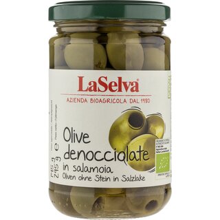 LaSelva Olive denociolate Grüne Oliven ohne Stein in Salzlake bio 295 g ATG 145 g