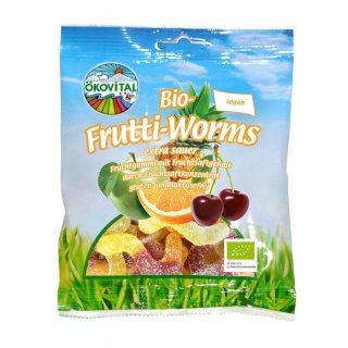 Oekovital Frutti Worms Fruit Gummy extra sour gluten free vegan organic 80 g