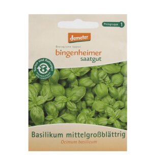 Bingenheimer Saatgut Basilikum mittelgroßblättrig Ocimum basilicum demeter bio für 10 m²