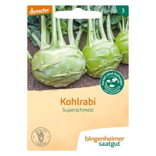 Bingenheimer Saatgut Kohlrabi Superschmelz weiß demeter bio für 60-70 Pflanzen