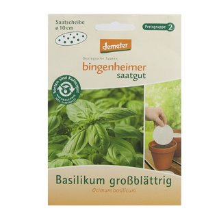 Bingenheimer Saatgut Basilikum großblättrig Saatscheiben Ocimum basilicum demeter bio für 5 Töpfe