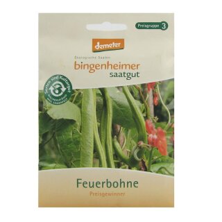 Bingenheimer Saatgut Feuerbohne Preisgewinner Prunkbohne demeter bio für 30-40 Pflanzen